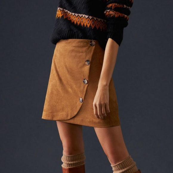Anthropologie Maeve Faux Suede Mini Wrap Skirt size 6 SOLD OUT - Picture 3 of 6